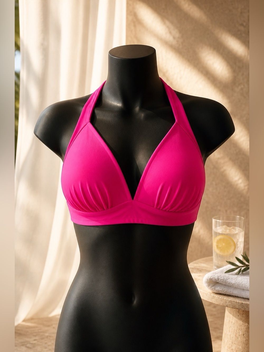 Women’s Halter Bikini Top in Hot Pink by Venus